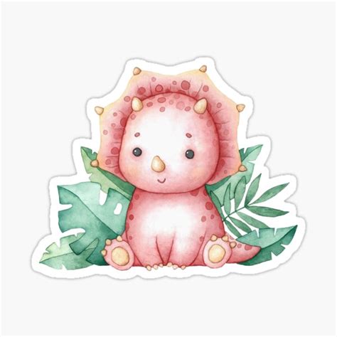 "Pink Dinosaur" Sticker for Sale by Indahra | Redbubble