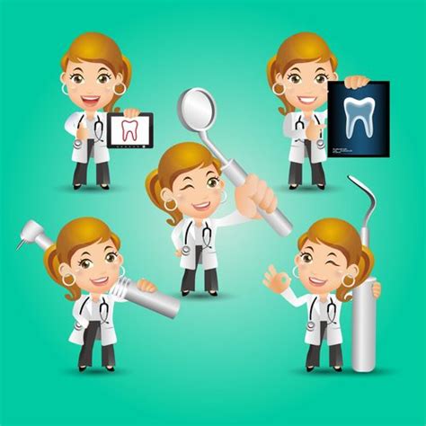 Female dentist cartoon vector free download