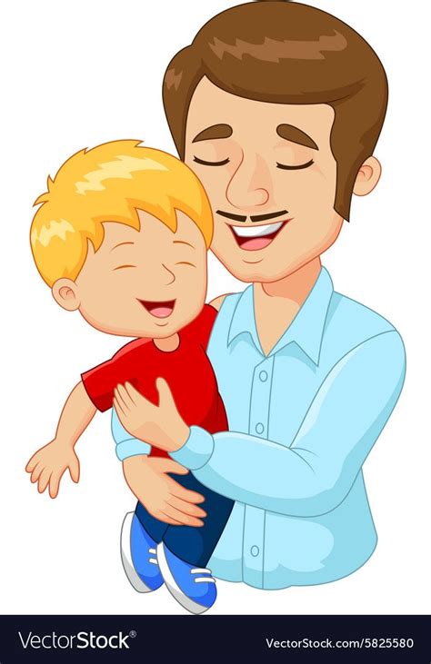 illustration of Cartoon happy family father holding son. Download a Free Preview or High Quality ...