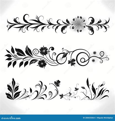 Set of Floral Line Divider Illustration Stock Illustration ...