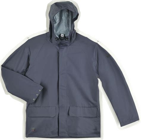 HELLY HANSEN Rain Jacket: Rain Jacket, L, Blue, Snap, Attached Hood ...