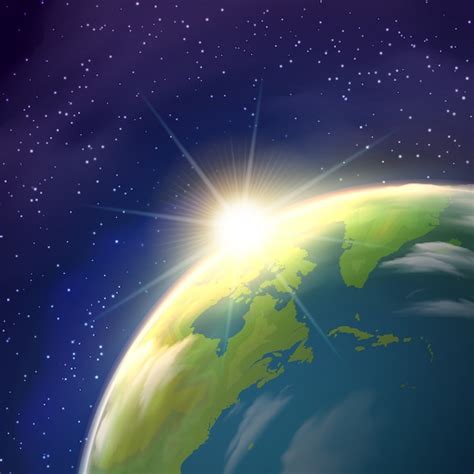 Free Vector | Sunrise earth space view realistic poster