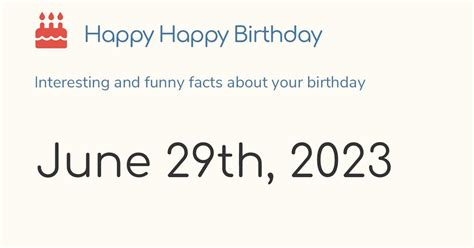 June 29th, 2023 (Thursday): Birthday, Zodiac & Weekday