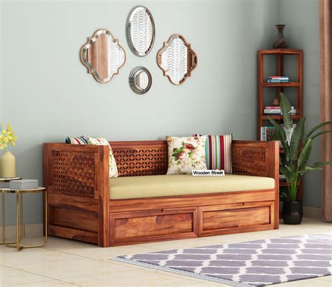 Buy Angelica Storage Divan With Mattress (Honey Finish) Online in India ...