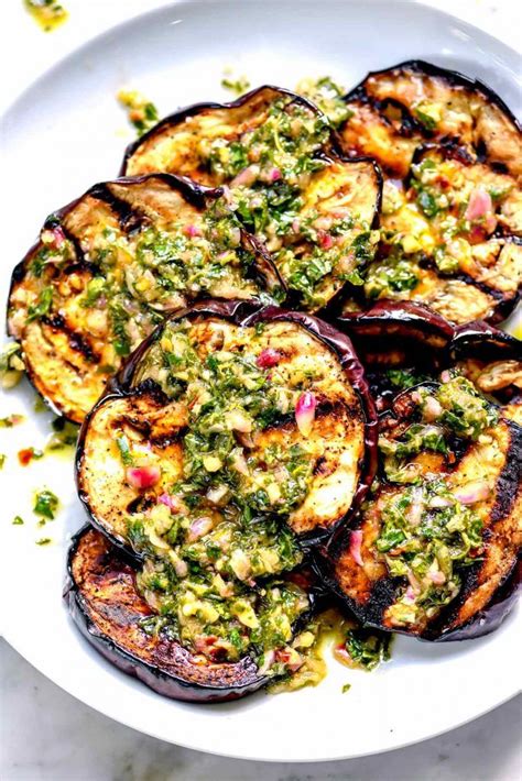 The BEST Grilled Eggplant With Chimichurri | Grilled vegetable recipes, Vegetarian eggplant ...