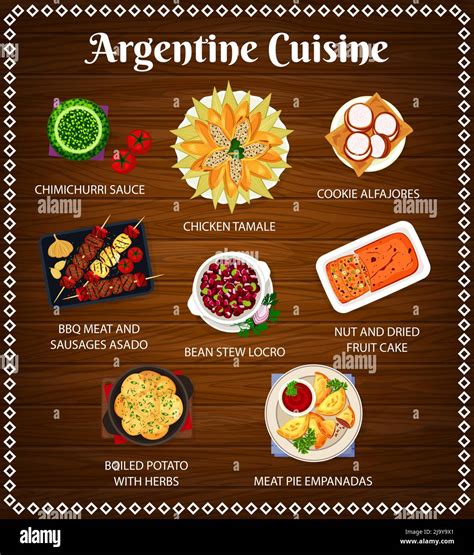 Argentina food, Argentinian bbq and Argentine empanadas with chimichurri, vector cuisine menu ...