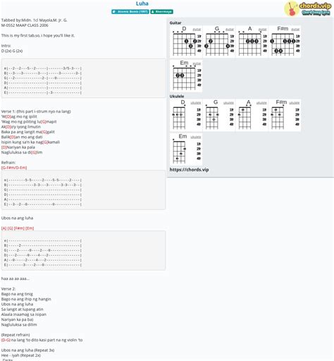 Chord: Luha - tab, song lyric, sheet, guitar, ukulele | chords.vip