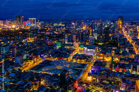 cambodia phnom penh central market city skyline lights at night Stock Photo | Adobe Stock