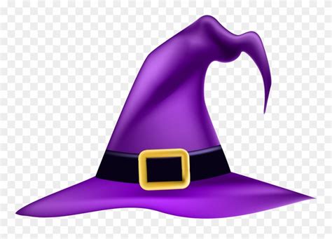 a purple witches hat with a gold buckle on it, transparent background ...