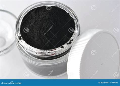 Black Activated Charcoal Powder for Detox Facial Mask Stock Photo - Image of copyspace ...