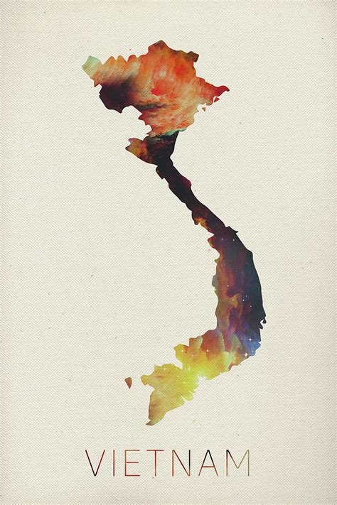 Vietnam Watercolor Map Mixed Media by Design Turnpike - Fine Art America