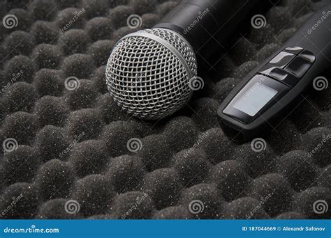 Radio Microphone Item Stand on Foam Black Rubber Stock Image - Image of ...