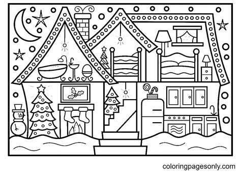 Christmas Inside House Coloring Pages