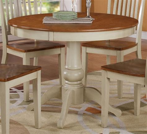 Round White And Oak Kitchen Table | Round pedestal dining, Kitchen ...