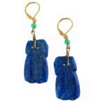 Carved Lapis Lazuli Czech Glass Leverback Earrings • PreAdored® Sustainable Luxury