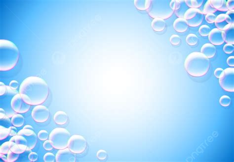 Soap Bubbles Blue Background With Rainbow Colored Airy Foam, Vector ...