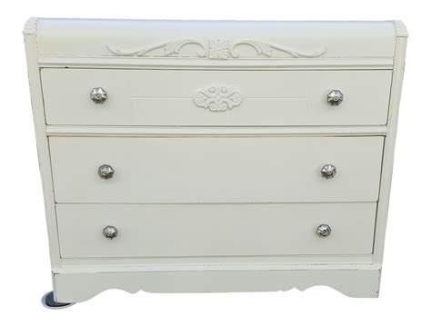 Vintage Art Deco Distressed White Dresser on Chairish.com Bedside Dresser, Dresser Sets, Dresser ...