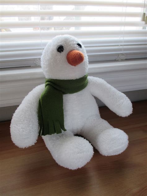 Fleece Menagerie: Snowman with Green Scarf (SOLD)