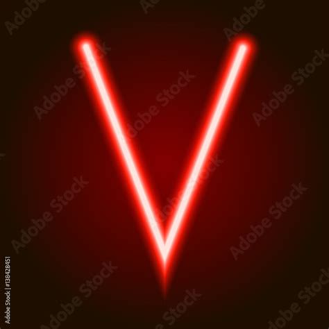 single light red neon letter V of vector illustration Stock Vector ...