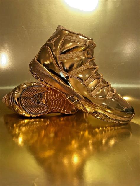 Gold Air Jordan 11 Retro Custom 24k Plated GOLD Extremely Rare One of a Kind #AirJordan ...