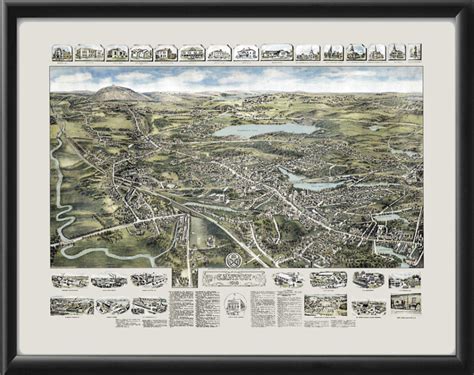 Canton MA 1918 (Color) Restored Map | Vintage City Maps