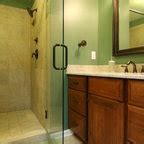 Noce and Cafe Light Travertine Bathroom Remodel - Traditional ...