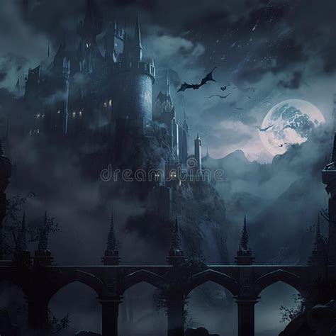 Gothic Image of a Gloomy Castle in the Night Stock Illustration ...