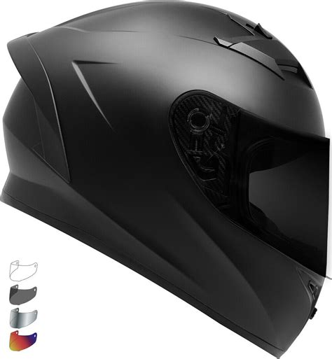 Full Face GDM Venom Motorcycle Helmet DOT Matte Black + SHIELD OPTIONS ...