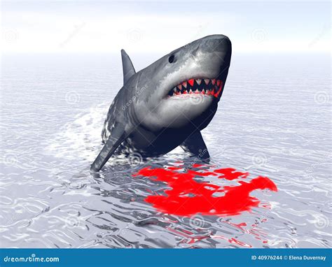 Shark attack - 3D render stock illustration. Illustration of blue - 40976244