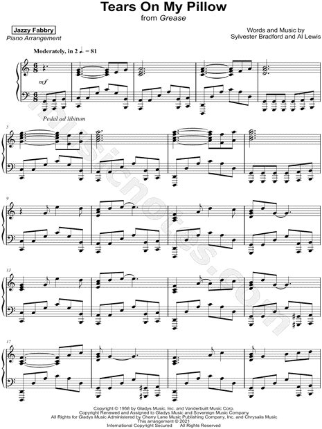 Jazzy Fabbry "Tears on My Pillow" Sheet Music (Piano Solo) in C Major ...