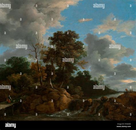 Jacob van Ruisdael Waterfall with figures on a bridge Stock Photo - Alamy