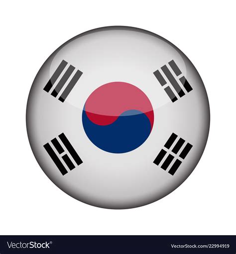 South korea flag in glossy round button of icon Vector Image