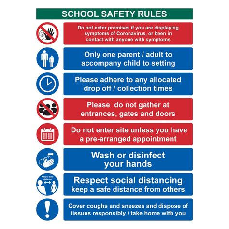 School Safety Rules Sign - PVC (300 x 400mm) - Plumbware.co.uk