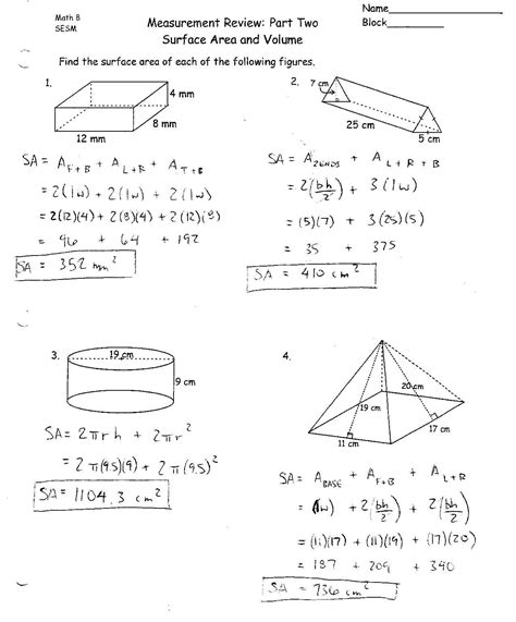 Volume And Surface Area Worksheets