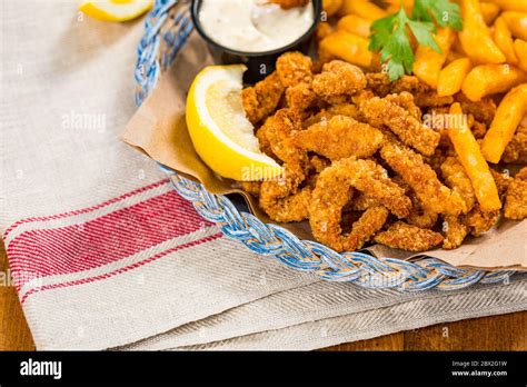 Crispy Breaded Clam Strips Snack Size. Deep Fried Breaded Clams Fingers ...