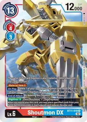 Shoutmon DX (BT11-018) - Digimon Card Database - DigimonCard