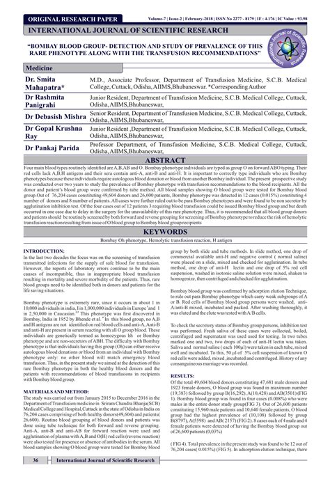 (PDF) Bombay blood group- detection and study of prevalence of this ...