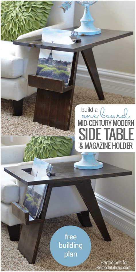 Build a DIY Mid-Century Modern Side Table and Magazine Holder | Remodelaholic