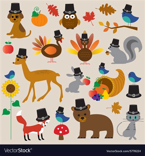 Thanksgiving animals Royalty Free Vector Image