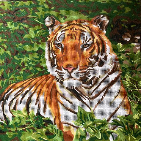 "Tiger" Printed Canvas for Needlepoint Tapestry Gobelin Embroidery 46380 | eBay