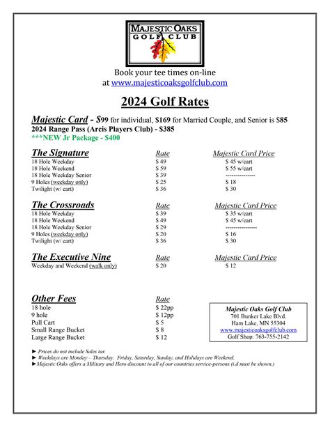 Golf Fees | Majestic Oaks Golf Club