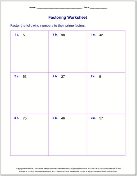 Prime Factorization Tree Worksheet