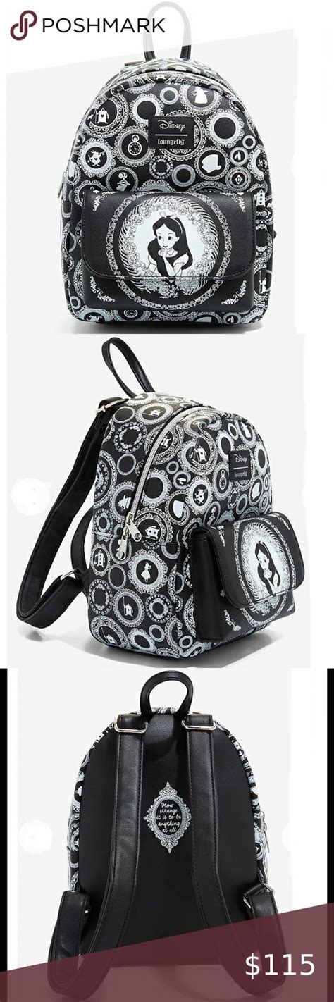 LOUNGEFLY DISNEY ALICE IN WONDERLAND Black & White MINI BACKPACK ...