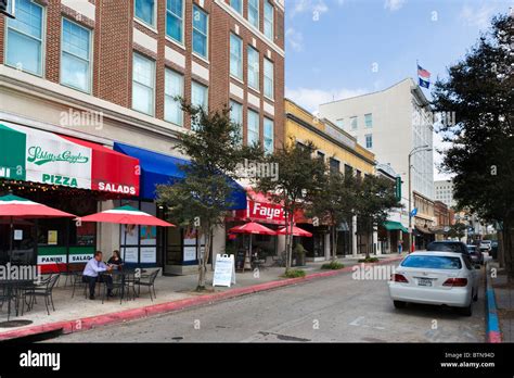 Restaurant and shops on 3rd Street in downtown Baton Rouge, Lousiana Stock Photo, Royalty Free ...