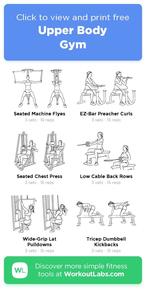 Upper Body | Gym – click to view and print this illustrated exercise ...