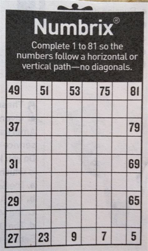 Numbrix Parade Puzzle Printable | James Crossword Puzzles