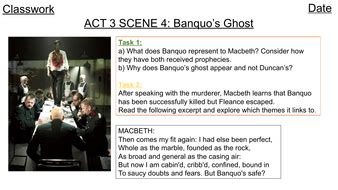 Macbeth Act 3 Sc 4 Banquo's Ghost | Teaching Resources