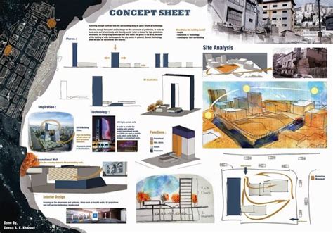 Concept sheet & Site Analysis presentation board. Designed by : Dina A ...