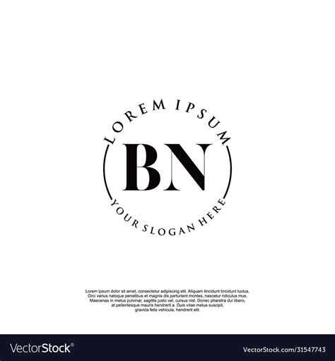 Bn initial handwriting logo design Royalty Free Vector Image