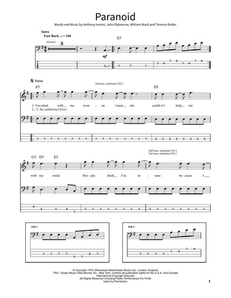 Black Sabbath Paranoid $5.99 Digital Sheet Music, Sheet Music Notes, Easy Guitar Tabs, Vocal ...